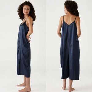 Mersea Coco Satin Sailor Jumpsuit Slate Blue S M Lounge Relax Pajama